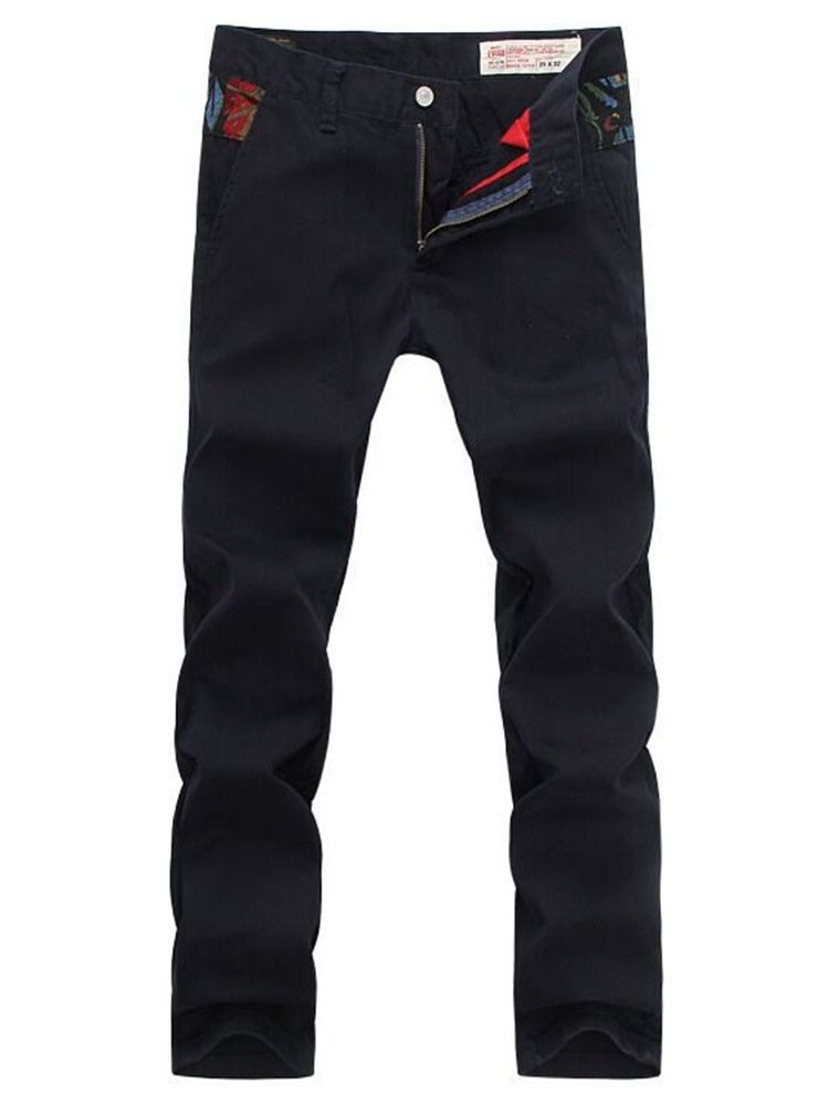 Straight Patchwork Floral Mid Waist European Men's Casual Pants