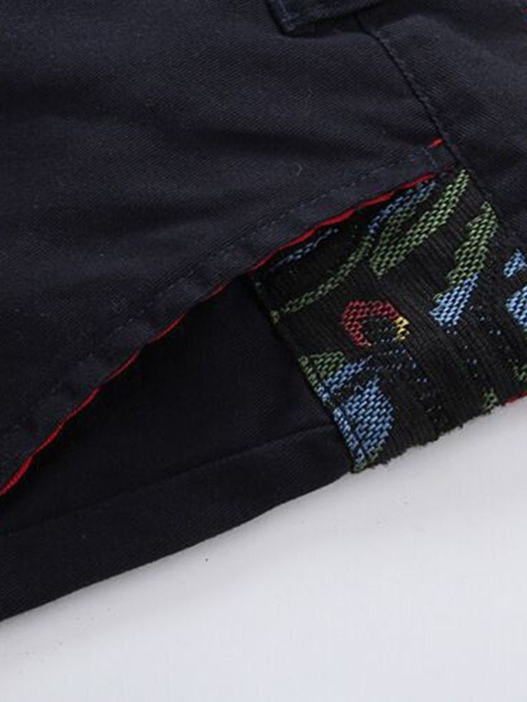 Straight Patchwork Floral Mid Waist European Men's Casual Pants