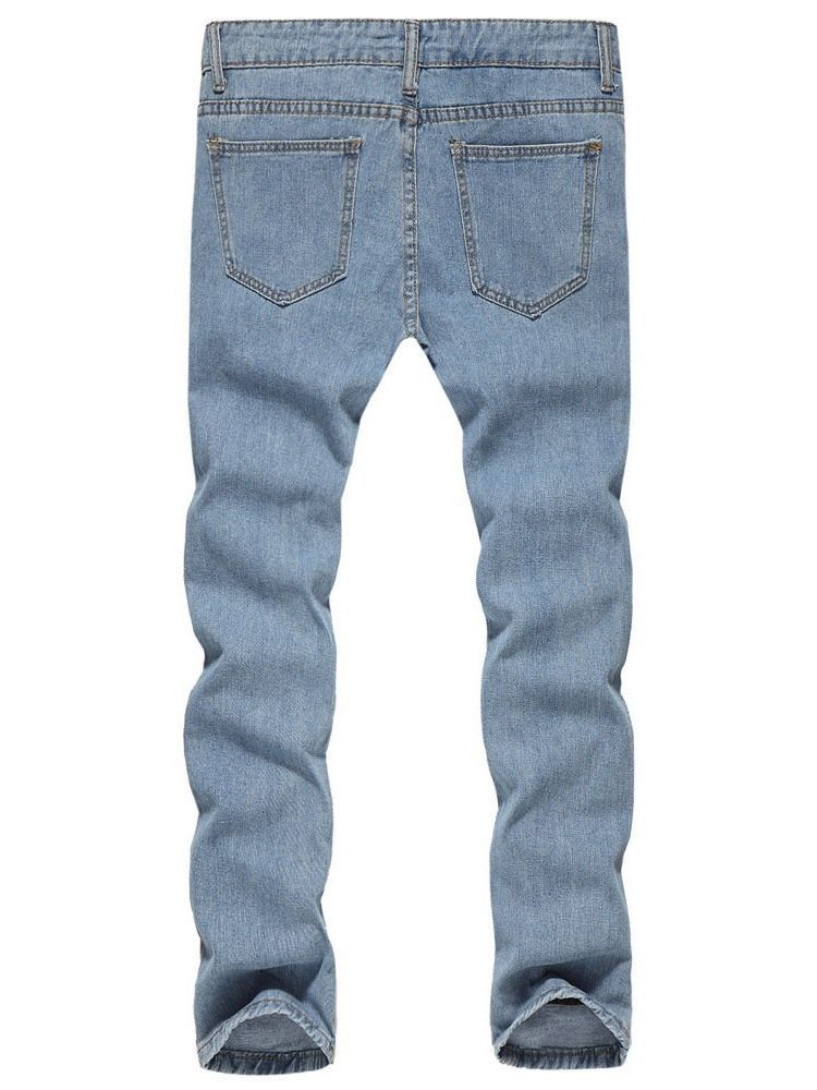 Mænds Maling Splatterer Farveblok Lige Lynlås Europæiske Jeans