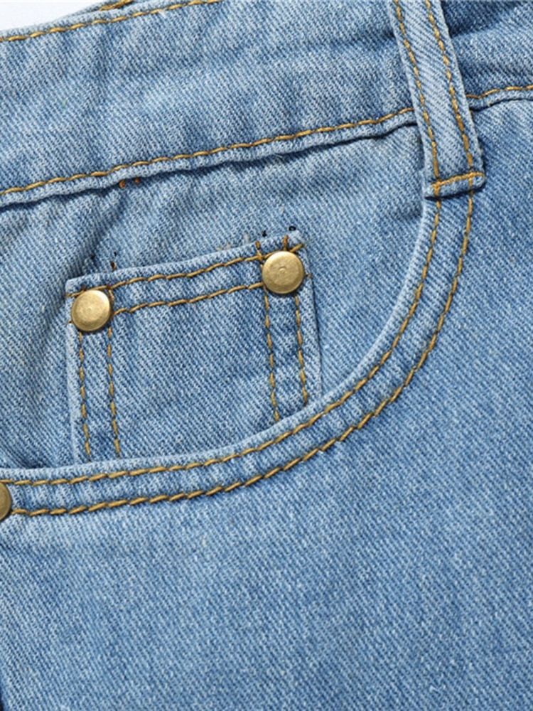 Mænds Maling Splatterer Farveblok Lige Lynlås Europæiske Jeans