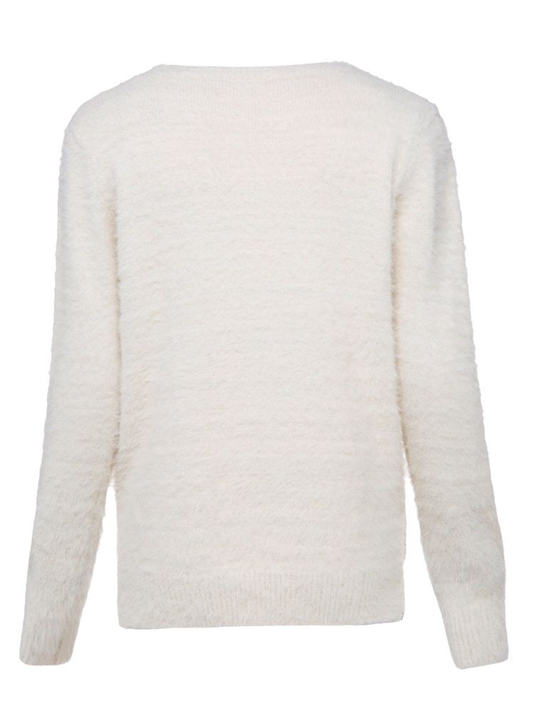 Dame Broderet Sweater Med Rund Hals