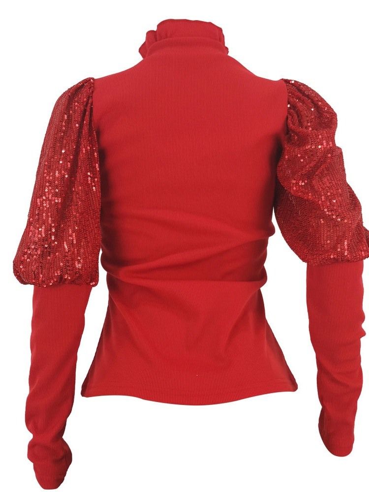 Damer Afrikansk Mode Puff Ærme Regular Patchwork Slim Sweater