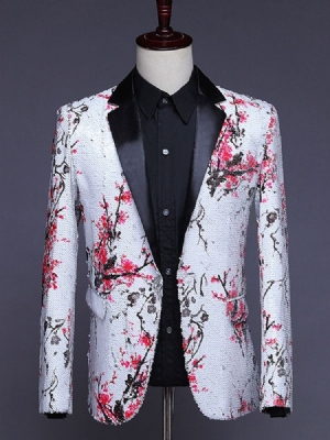 Button Color Block Stage Costumes Men's Blazers