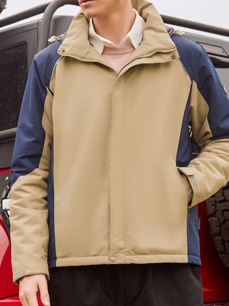 Fleece Color Block Hættejakke Til Sportsjakke Til Mænd